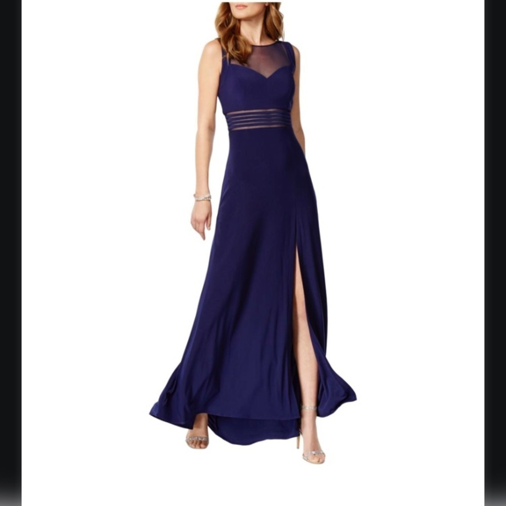 Nightway Illusion A-Line Evening Dress bh.